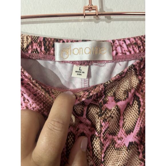 Girl On A Vine Pink Snakeskin Disco Bell Bottoms Club Wear Designer L - Picture 4 of 5